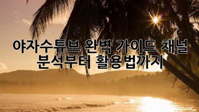 야자수튜브 완벽 가이드: 채널 분석부터 활용법까지!